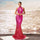 Women Clothing round Neck off the Shoulder Slim Fit Sheath Sequined Cocktail Fishtail Evening Dress