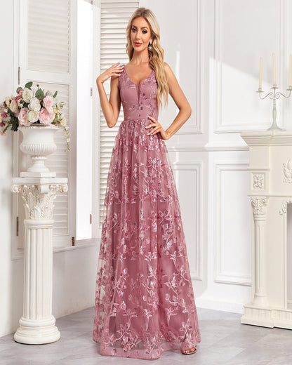 FLORAL MESH GOWN